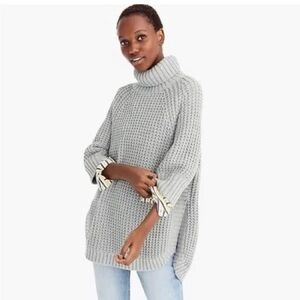 J. Crew cotton oversized poncho sweater, gray. Small